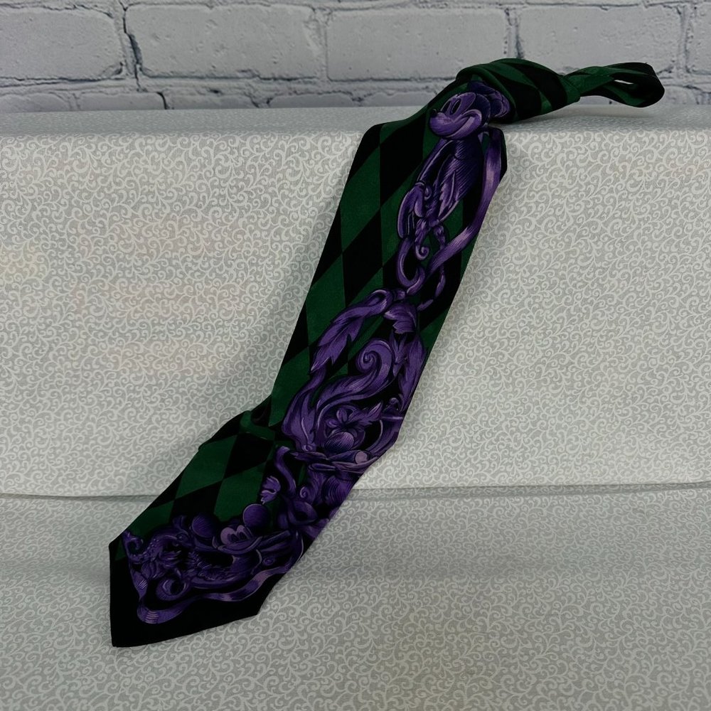 Disney 100% Silk Purple Subdued Mickey Mouse Psychedelic Neck Tie, 4 Inch‎ Wide